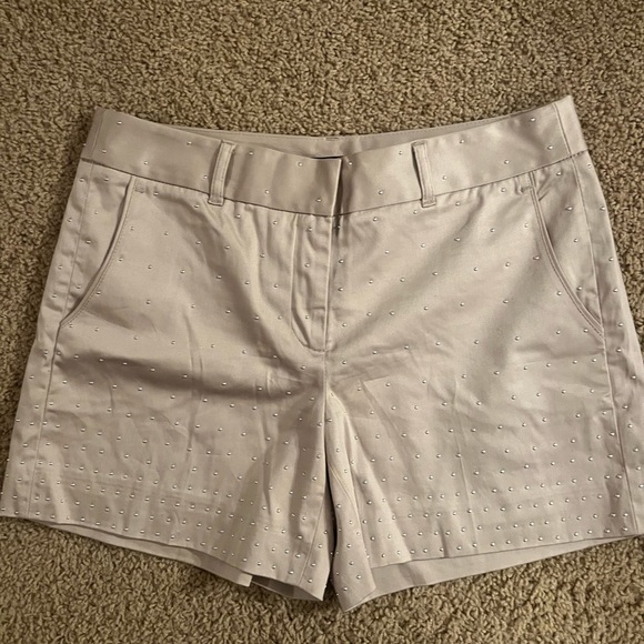 Khaki silver studded dress shorts by White House Black Market - Picture 1 of 4